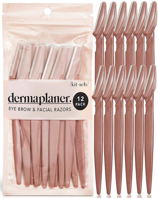 Kitsch Dermaplaning Tool - Face Razors for Women and Men, Eyebrow Trimmer and Face Shaver - 12pc, Terracotta