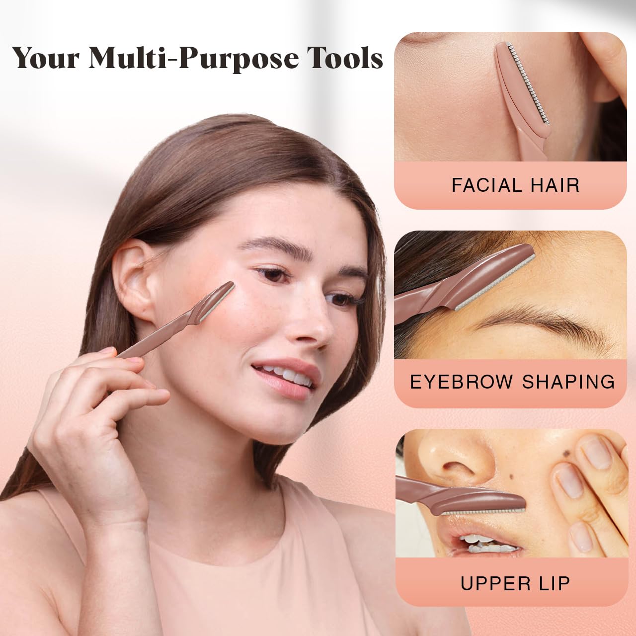 Kitsch Dermaplaning Tool - Face Razors for Women and Men, Eyebrow Trimmer and Face Shaver - 12pc, Terracotta