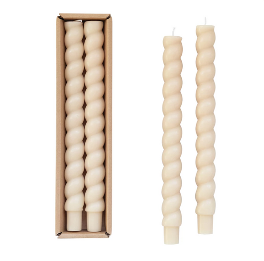 Twisted Taper Candles- Cream